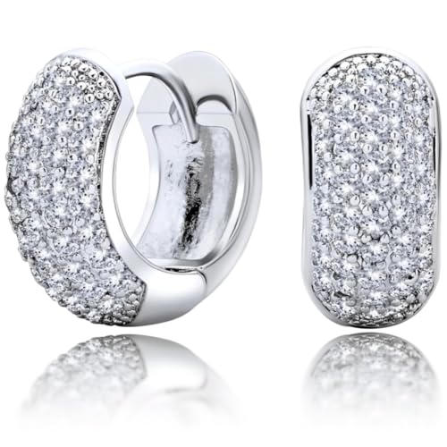 Voarge Orecchini Donna Argento 925 a Cerchio Oro, orecchini uomo cerchio diamanti con Confezione