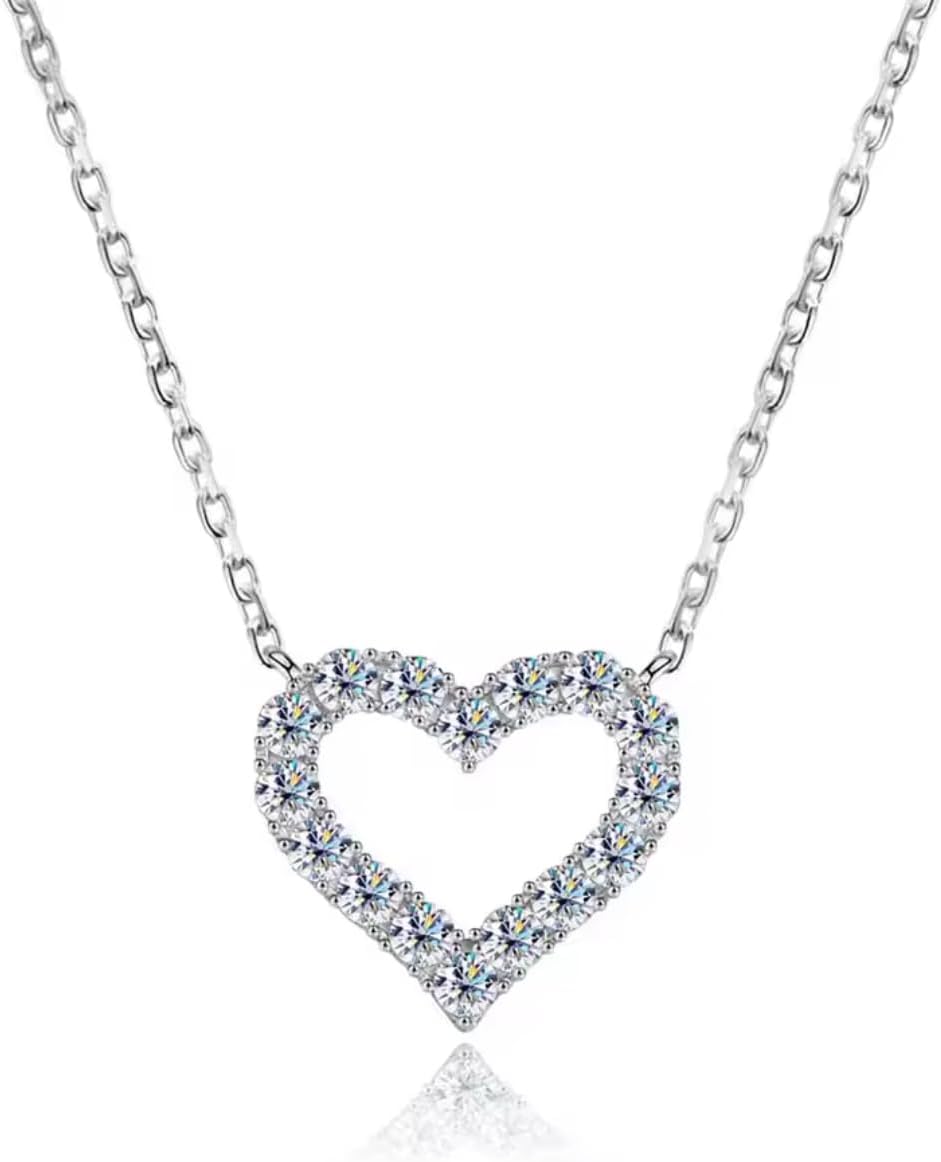 – BE MY LOVE'' Necklace for Women – 925 Sterling Silver Rhodium Plated Cubic Zirconia Heart Pendant, Hypoallergenic, Waterproof, Nickel Free, Gift Jewelry, 16mm Heart, 45+5cm Chain