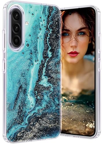 Coque Samsung A36 5G silicone souple motif marbre bleu blanc fin antichoc