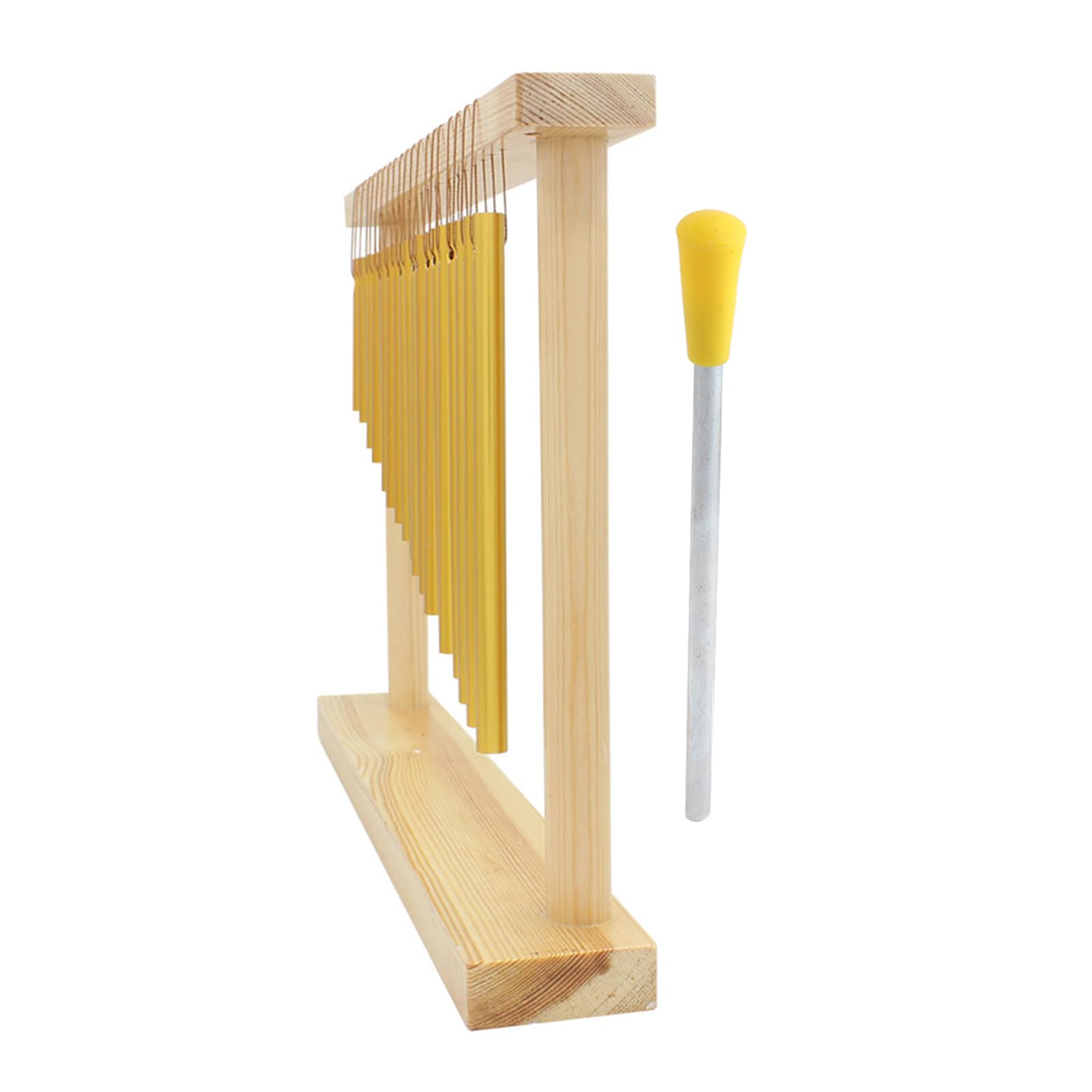 Carillon à 20 Notes, 20 Barres de Cuivre, Base en Bois, Carillons à Main, Carillons éoliens d'intérieur avec Maillet pour les Enseignants de Classe, Musique de Guérison Sonore