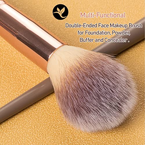 Image of Foundation Makeup Brush, Double Ended Makeup Brushes for Blending Liquid Powder, Concealer Cream Cosmetics, Blush brush B02-Brown, 1 - Pcs