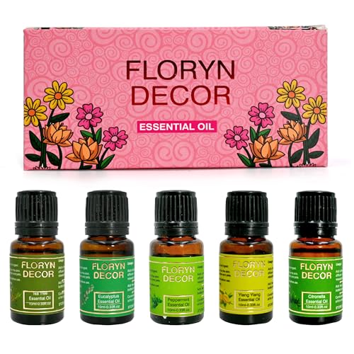 Image of Floryn Decor Pure Essential Oils Set | Aroma Oils for Home Fragrance | Essential Oil Diffuser for Home (Multi Fragrances, 10 ml (Pack of 5))
