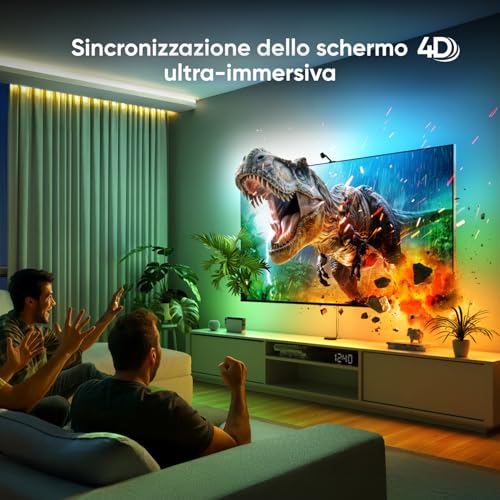 4D V2 Striscia LED Screen Mirror per TV 65", Retroilluminazione RGB Intelligente, Zigzag Flessibile con Fotocamera, Sync Musica, Wi-Fi/Bluetooth, Controllo App e Voce (Alexa/Google/Apple) - Illuminazione - Immagine 1