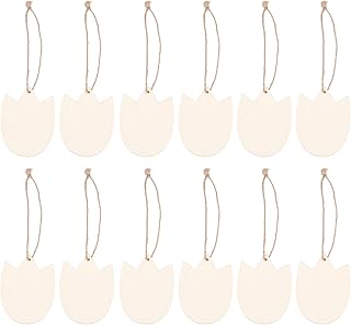 20Pcs Tulip-Shaped Blank Wood Pieces Unfinished Wooden Slices for DIY Crafts Home Party Hanging Decor Lightweight Natural Material