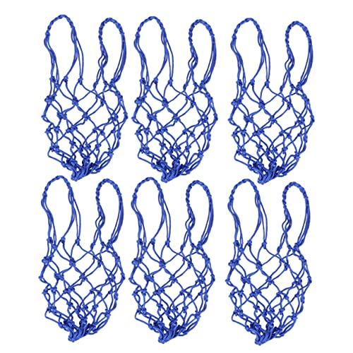 BESTonZON 6pcs Heavy Duty Nylon Drawstring Storage Bag for Basketball Soccer and More Durable Mesh Carrier with Closure for Sports Equipment Blue