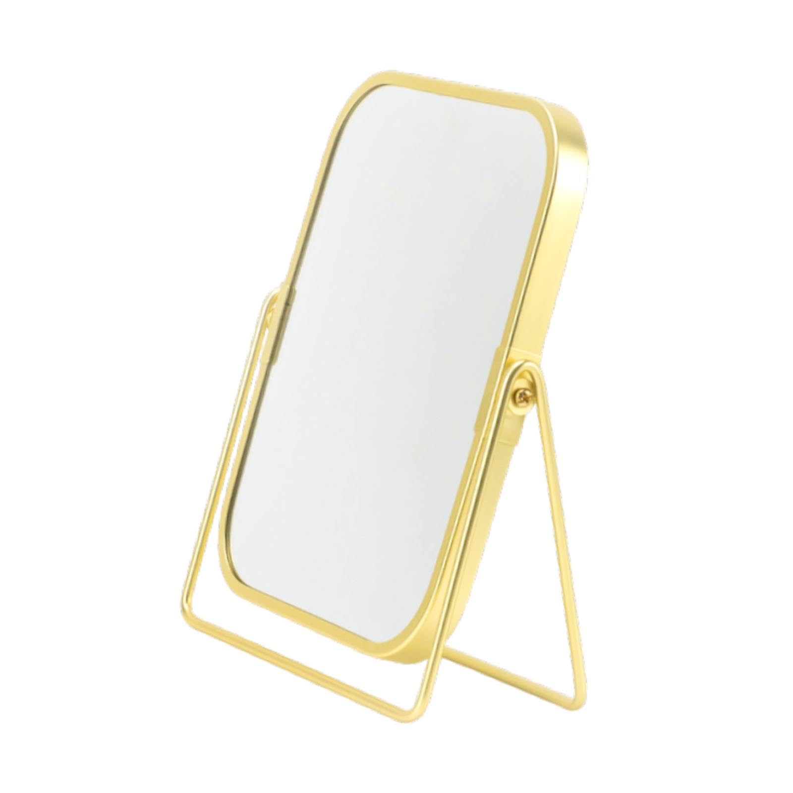 Makeup Mirror 360 Degree Rotation Double Sided for Hotel Dressing Table Dorm Gold-image-26