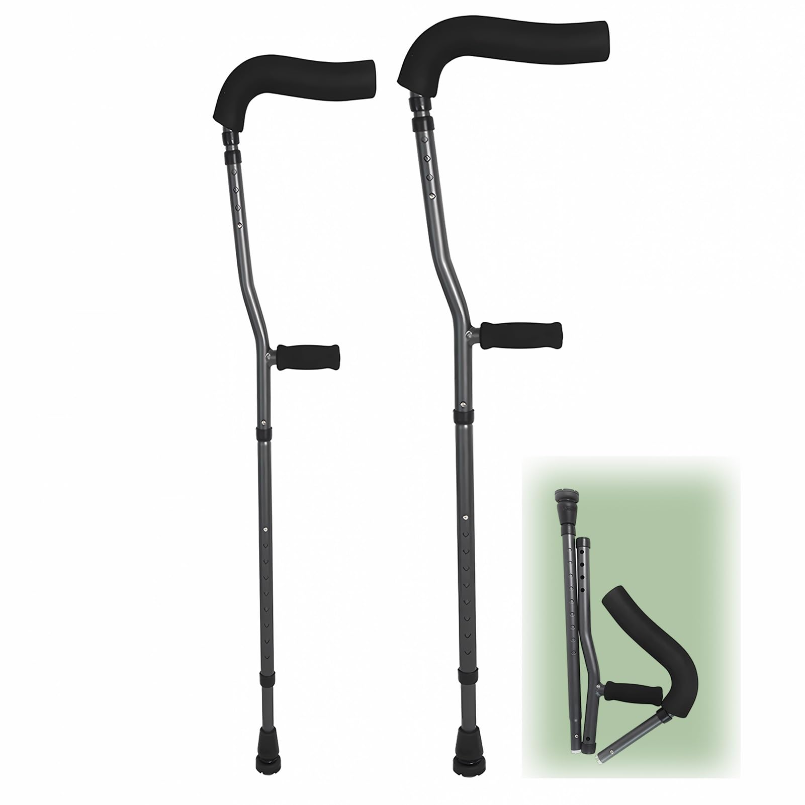 Muletas Plegables Ideales para Viajar o Trabajar, muletas axilares con Almohadilla y empuñadura, Capacidad de Carga 220 LB