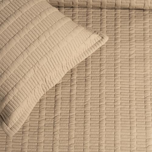 Image of MYTRIDENT Nectarsoft Italian Retreat King Size (228 cm x 274 cm) Bedcover Set, 100% Cotton, Warm Taupe