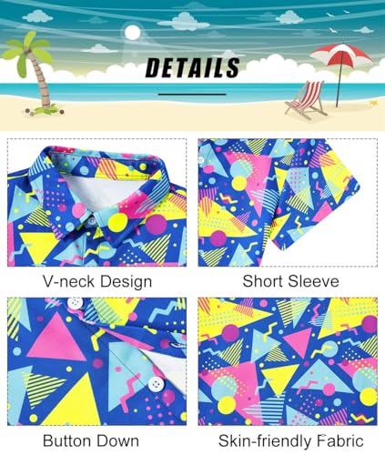 Image of uideazone 2-10 Years Boys Button Down Shirts 3D Graphic Hawaiian Aloha Short Sleeve Dress Shirt Tops