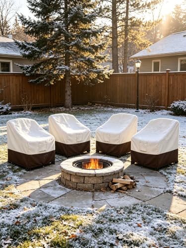 Image of Bitubi Waterproof 4 Pack Patio Adirondack Chair Cover for Outdoor Chair Size Up to 30W x 34D x 36H inch,Outdoor Lawn Patio Furniture Covers (Brown)