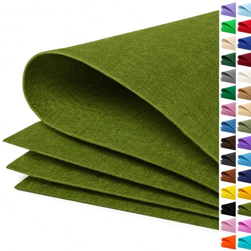 Image of Moss Green Large Felt Fabric 36 inch x 36 inch (1 Square Yard), 1mm Stiff Felt Sheet, Nonwoven Fabric for Crafts, DIY Projects, Art, Sewing, Lining & Decorations