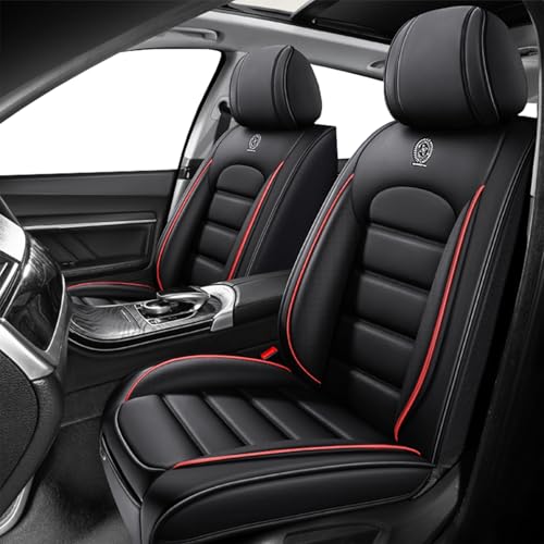 Image of Universal Car Seat Covers for Honda Clarity Plug-In Hybrid 2018-2021 Anti-Slip Seat Covers,Waterproof Faux Leather Full Coverage Car Seat Protectors Interior Accessories(2Pcs Standard /Black&Red)