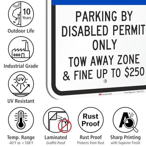 image for SmartSign 2-Pack 'Parking By Disabled Permit Only Tow-Away Zone & Fine