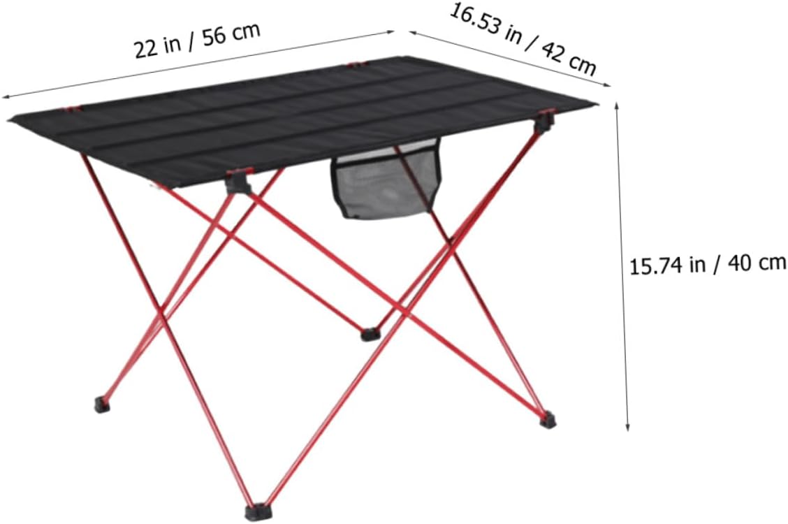 FUOYLOO Folding Picnic Table and Chair Set, Lightweight Portable Aluminum Alloy Camping Table with Carry Handle, Medium Red, Foldable Outdoor Picnic and Car Travel Furniture