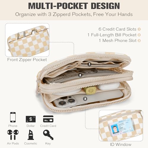 WOOMADA Checkerboard Wristlet Wallets for Women3