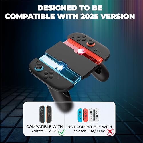 Image of NiTHO Joy-Con Charging Grip for Switch 2, Portable JoyCons Controller Charger Grip with 3M USB-C Cable, Comfortable Textured Anti-Slip Gamepad Grip, Play While Charging