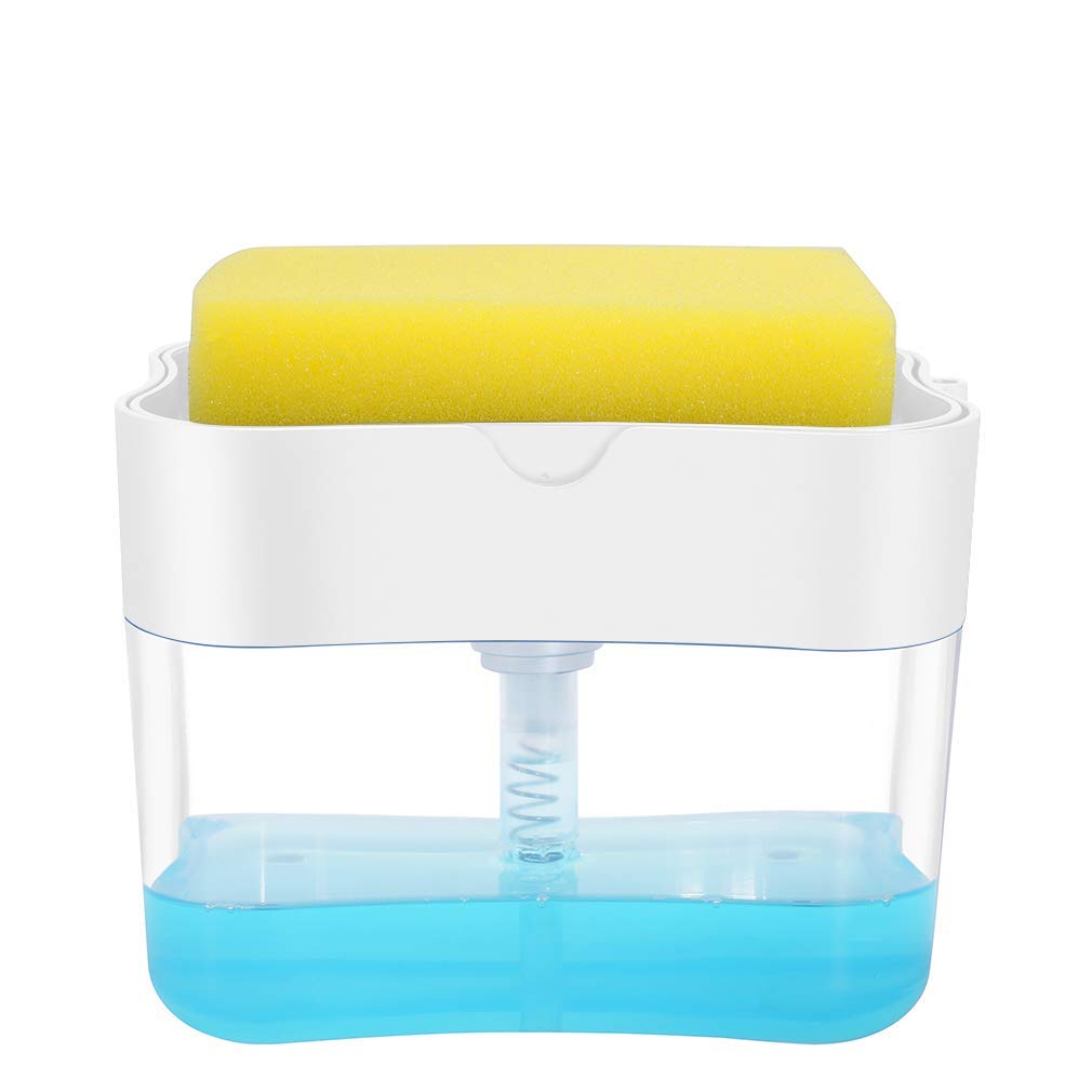 Soap Dispenser Kitchen Dishwashing Soap Dispenser Sponge Rack Dish Soap Dispenser 13oz 1 white