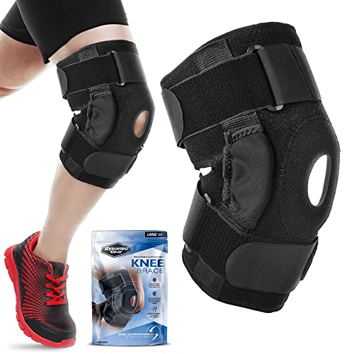 dynamic gear knee brace (large) | best knee support/sleeve for running, weight lifting, gym, arthritis, knee pain relief | knee braces/supports, knee sleeves, patella tendon knee strap | men & women