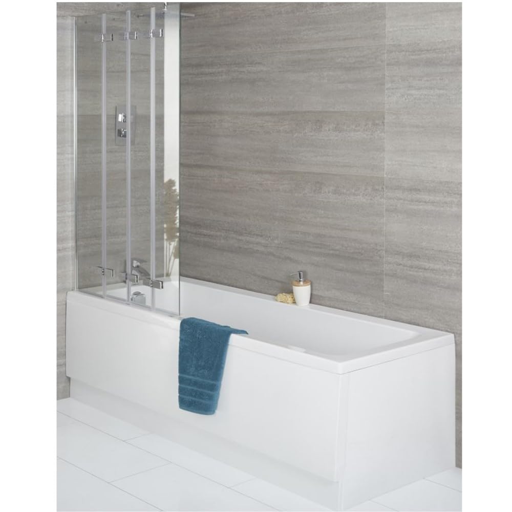 Milano Farington White 1700mm x 750mm Single Ended Bath Folding Screen Panels