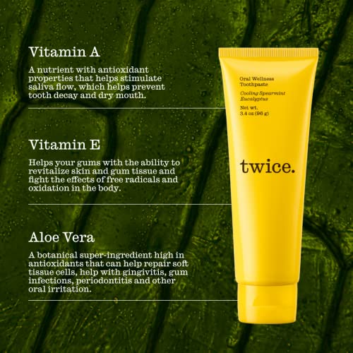 Twice Vegan Toothpaste For Sensitive Teeth And Gums And Teeth Whitening Toothpaste - Sls Free Toothpaste With Fluoride And Cavity Protection - (Cooling Spearmint Eucalyptus) (2-Pack) #TOP1