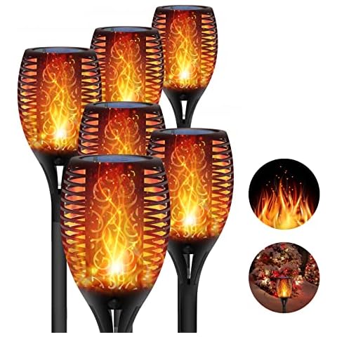FAISHILAN 6 Pack Solar Flame Flickering Torch Solar Outdoor Lights LED Waterproof Solar Flame Light Torches Landscape Torch Solar Powered LED Light Cover