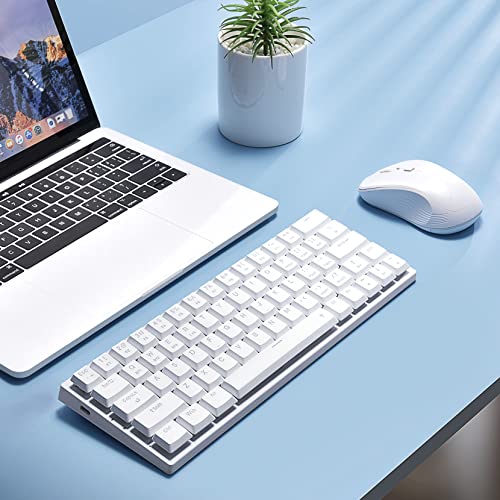 60% Wireless Mechanical Keyboard, Triple Mode 2.4G/Type-C/Bluetooth Mechanical Keyboard, Low Profile, Rainbow Backlit, Blue Switch, 63 Keys Portable Mini Wireless Gaming Keyboard For Pc/Mac, White #TOP7