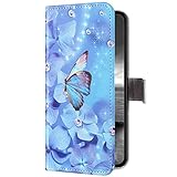 Uposao Kompatibel mit Huawei P40 Lite E Hülle Leder Wallet Schutzhülle Retro Bunt Lederhülle Brieftasche Hülle Klapphülle Bookstyle Tasche Flip Case Kartenfächer,Blumen Schmetterling