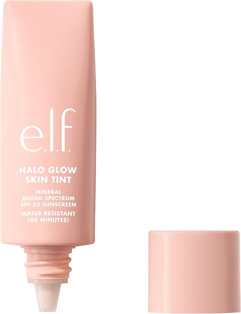 e.l.f. Halo Glow Skin Tint SPF 50, getönte Feuchtigkeitspflege mit leichter, aufbaubarer Deckkraft für einen natürlichen Glow, vegan und tierversuchsfrei, 16 Rich Cool