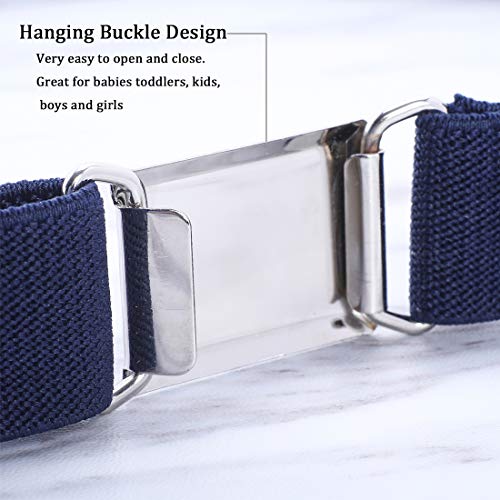 Kajeer Kids Boy Belt Elastic, Adjustable Elastic Belt Silver Square Buckle for Boys Girls(4 PCS)2