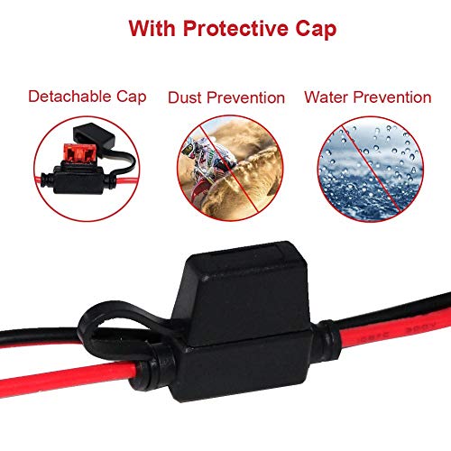 SPARKING 12FT Alligator Clip to Eyelet Ring Terminal Harness with Battery Clamp 12V/24V Battery Clip-On Cable for Power Inverter