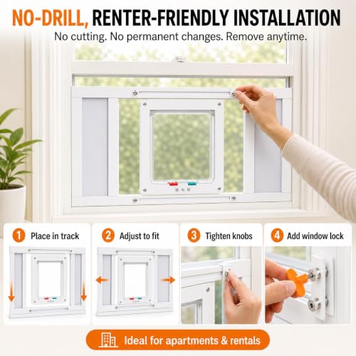 JUBITAIL Window Cat Door Insert for Vertical Sash Windows, 23.5-37.5 in by JUBITAIL - Used condition - Image 5