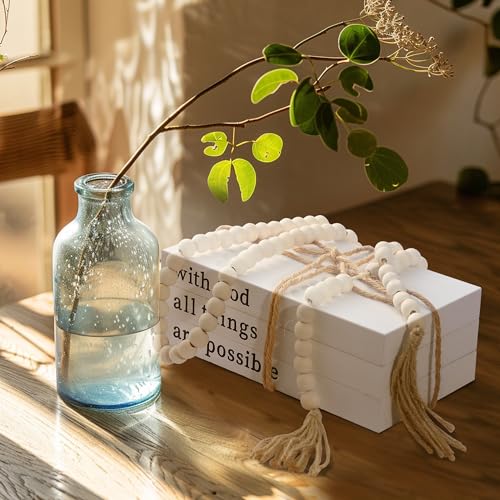 Decorative Books for Home Decor,Rustic Farmhouse Decor,Faux Books for Decoration,Farmhouse Shelf Decor,Fake Books,Decor Books for Coffee Table,with Wooden Bead String Tassel 58 in - Image 6