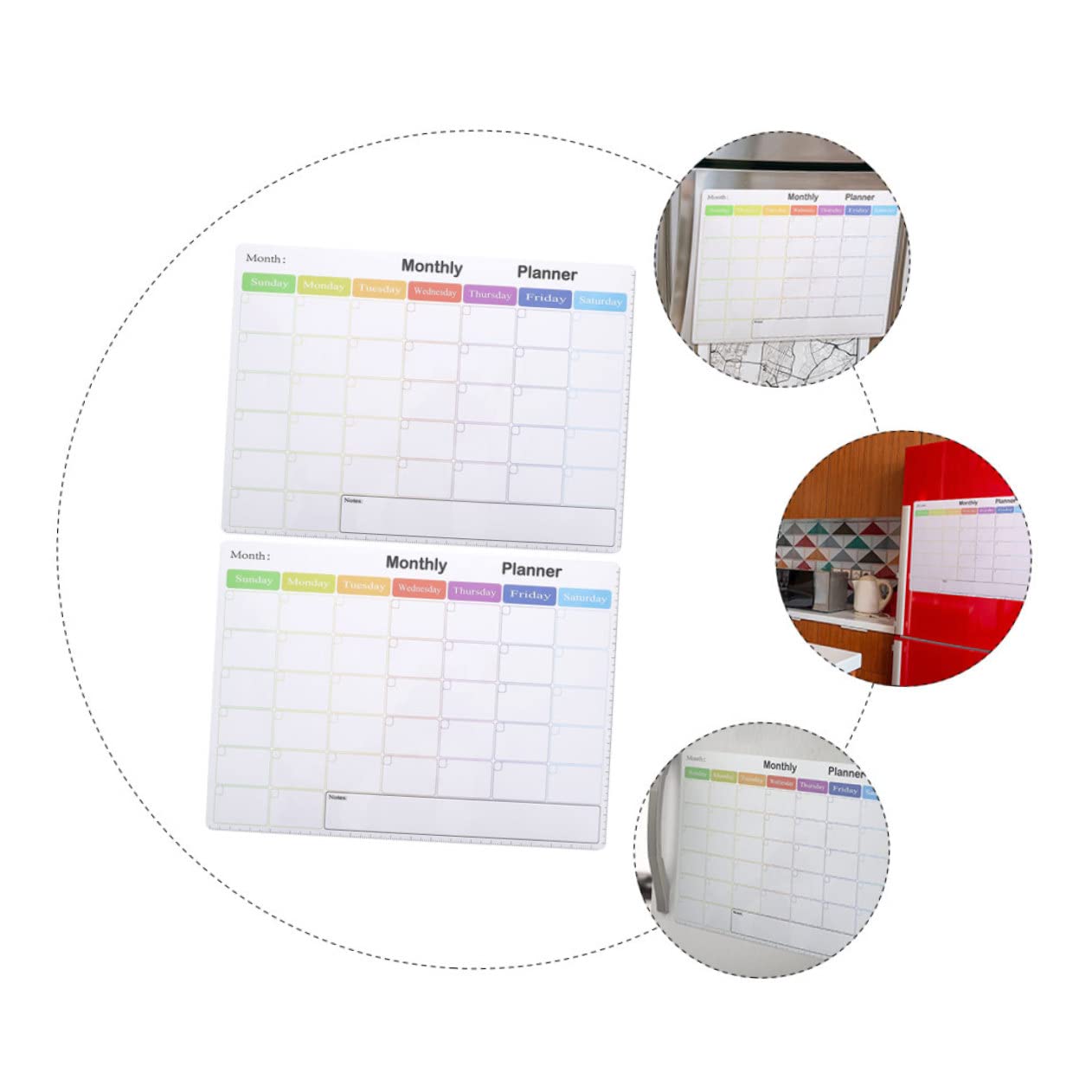 STOBOK 2stücke Magnetische Kühlschrank-whiteboard Kühlschrankkalender Whiteboard-kalender Trocken Abwischbar Magnetischer Kühlschrankkalender Kalender-whiteboard