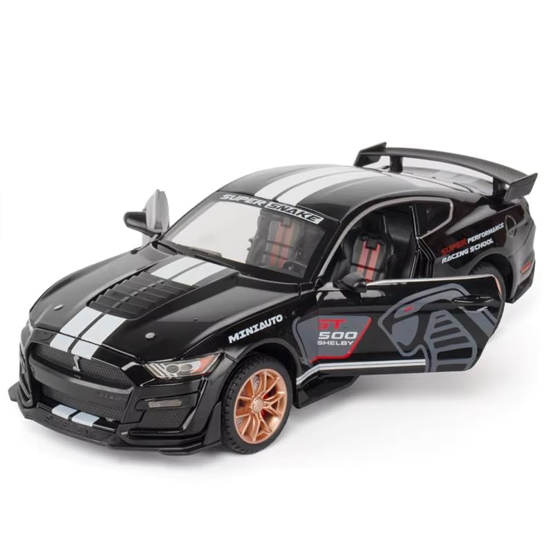 Image of VARIYA ENTERPRISE Exclusive Alloy Metal Pull Back Die-Cast Car Diecast Metal Pullback Toy Car with Openable 6 Doors,Light Music Boys Gifts Toys (1:32 Mustang Shelby Gt500-Multicolor)
