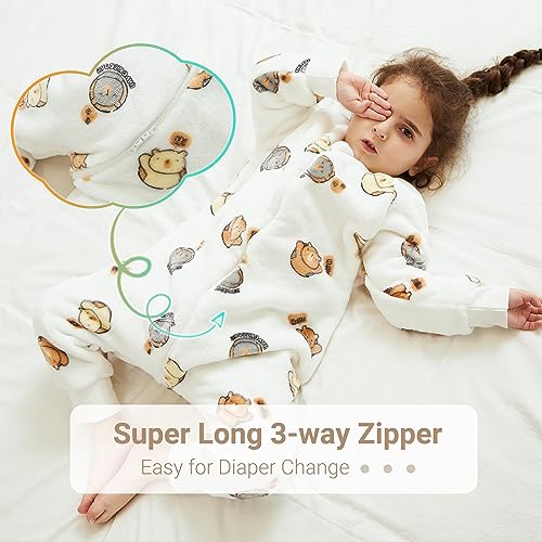 Image of MICHLEY Baby Sleeping Bag Sack with Legs Long Sleeve Wearable Pajamas | wearable blanket toddler baby, 9 Months-6T, Animal Designs, Flannel, Machine Wash