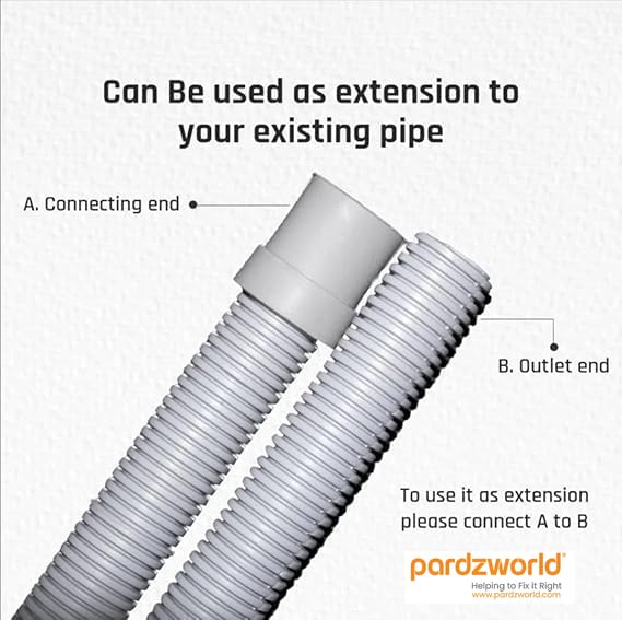 Image of PARDZWORLD 2-Meter Universal Drain Hose Extension Pipe for Front-Load Washing Machines & Dishwashers | Heavy-Duty Flexible Polypropylene Waste Water Pipe | Leak-Proof & Anti-Kink Design