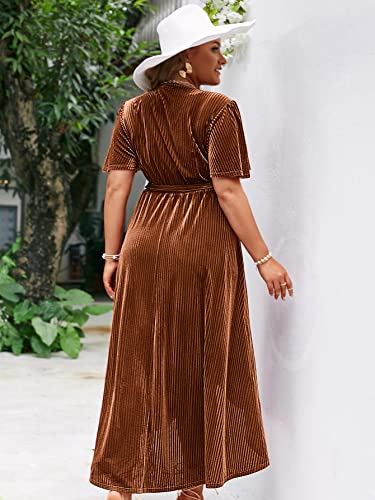 Image of BerryGo Women's Velvet V Neck Wrap Semi Formal Dress Cocktail Party Maxi Dress for Wedding Guest