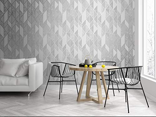 Graham & Brown Milan Geo Silver and Grey Wallpaper