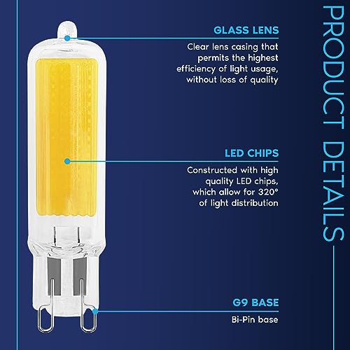 Luxrite G9 Led Bulb Dimmable 4.5W, 50 Watt T4 G9 Halogen Equivalent, 4000K Cool White, 450 Lumens, Glass G9 Bi Pin Base, 320° Beam Angle, Etl Listed (5 Pack) #TOP3