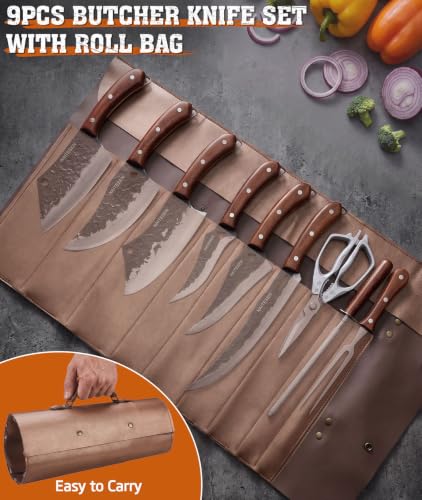 Naitesen 9PCS Butcher Knife Set With Roll Bag, Kitchen Knives - image 2