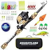 Sougayilang Kids Fishing Rod and Reel Combo,Light Weight Fishing Pole with Spincast Fishing Reel Tackle Bag Lures for Youth,Girls and Boys Good Starter Fishing Kit Reel+Rod 1pack