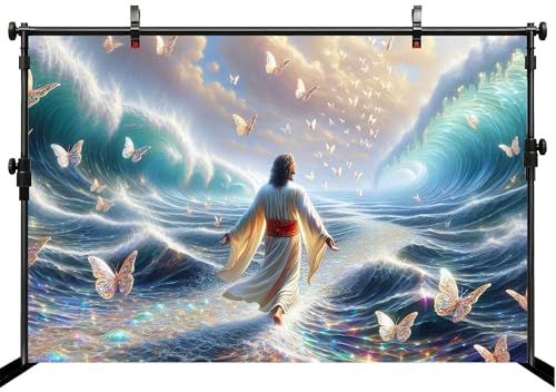 Fondo Fotográfico Jesús Caminando Sobre Agua 7x5ft miniatura 3