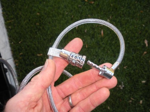 Valet My Stick Skateboard Snowboard Razor RipStik Scooter Combination Cable Lock (Silver - preset Combo) - Thumbnail 4