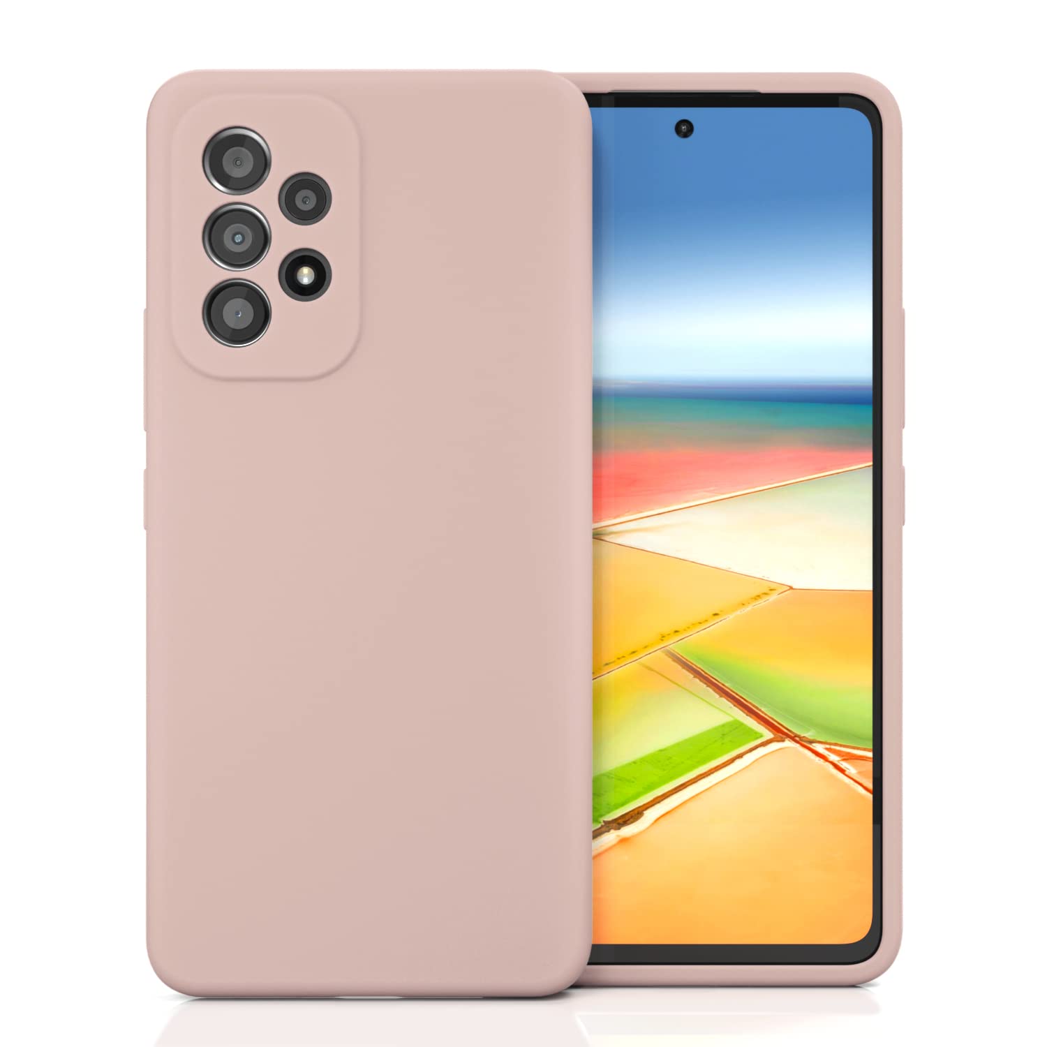 SYMOCALiqiud Silicone Case for Samsung Galaxy A53 5G Silky Silicone Slim Full-Body Protective Shockproof Cover with Microfiber Lining Compatible with Galaxy A53 5G 6.5" (Pink Sand)