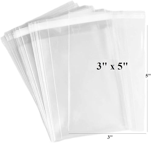 Miniatura 2 de 500 bolsas adhesivas para golosinas, transparentes de 3 x 5 pulgadas, 1.4 mils de grosor, bolsas de plástico OPP autosellantes para panadería,