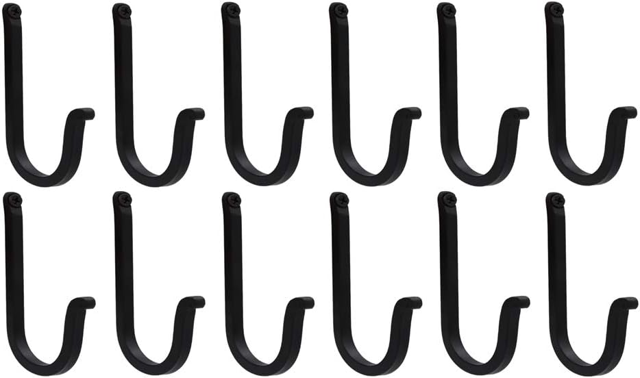 THDC Single Prong Wrought Iron Hooks, Vintage Hand Forged Iron Curved Metal Fasteners – Decorative Colonial Wall Décor, Heavy Duty Wall Hooks, Hangers for Keys, Coats, Robe, Bags, Home, Kitchen (12)