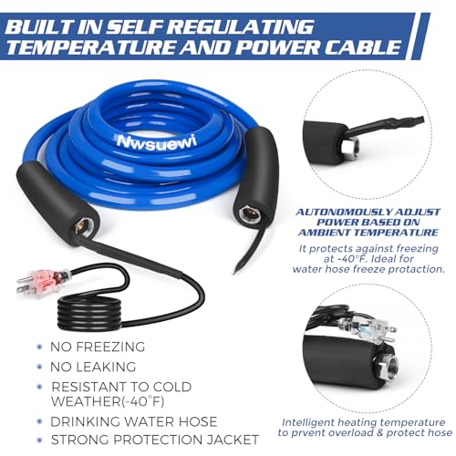 Image of 100FT RV Heating Water Hose, Lead and BPA-Free,1 /2 Inner Diameter, Anti-Freezing Temperature Drops to -45F, a Great RV Accessory for Campers, Livestock, and Agriculture (100FT-2)