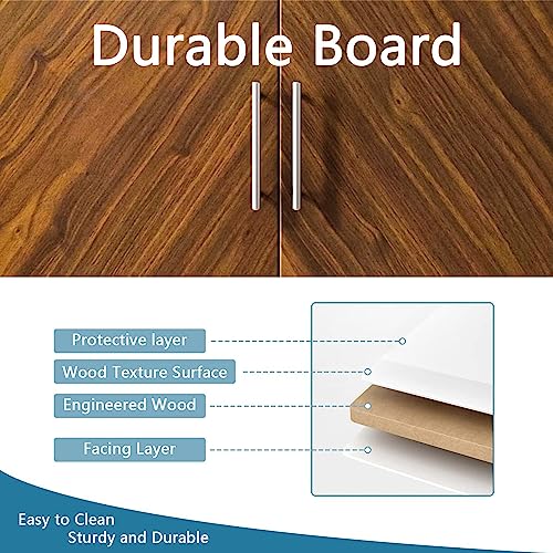 Black Sideboard Buffet Cabinet, 58’’ Accent Storage Cabinet With 4 Doors, Mid Century Modern Buffet Table With Adjustable Shelf, Buffets & Sideboards With Storage, Credenzas For Living Dining Room #TOP4