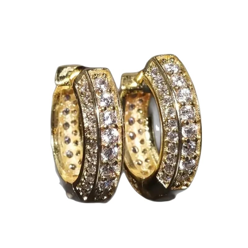 mastyle Copper Zirconia Hoop Earrings for Men Lightweight Stone Studded Earrings-picture-3