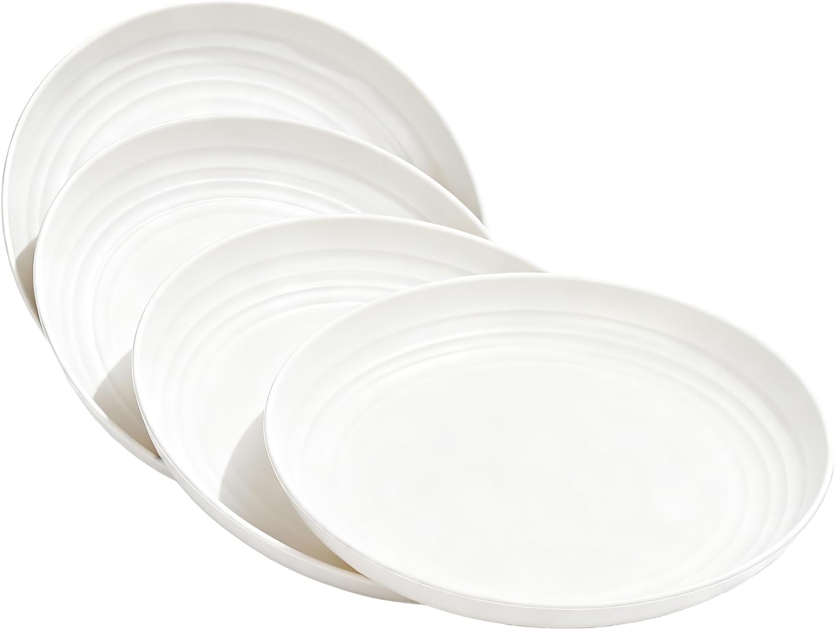 Unbreakable Dinner Plates Set of 4, 7.8'' Reusable Plastic Plates Lightweight Dessert Plate for Pizza, Pasta, Bread, Snack, Salad, Microwave and Dishwasher Safe (White)